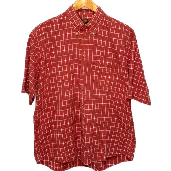 Scott Barber Red Windowpane Check Short Sleeve Button Down Shirt Size XL - Picture 2 of 11